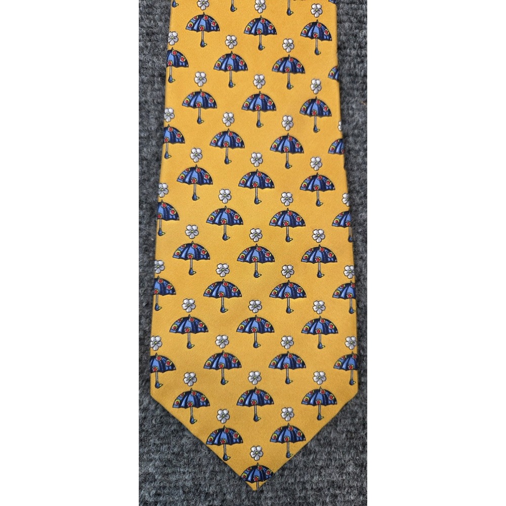 Harrods Silk Tie Yellow Umbrellas